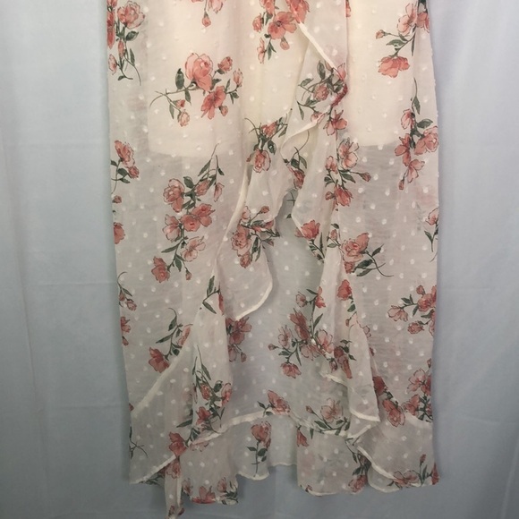 BLU PEPPER FLORAL RUFFLE HALTER MIDI DRESS SIZE L - Picture 5 of 13